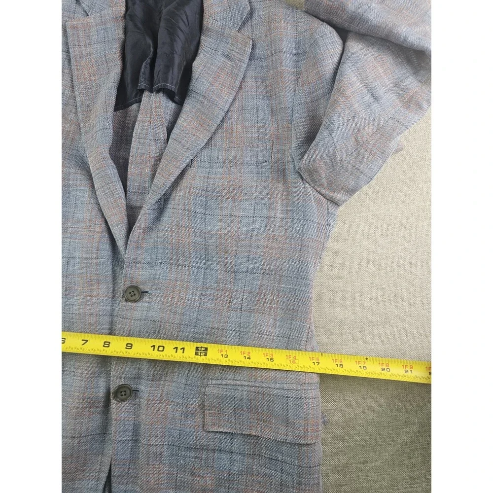 Brooks Brothers Sport Coat Mens 38 R Blue Plaid Linen Wool Itlay Half Lined